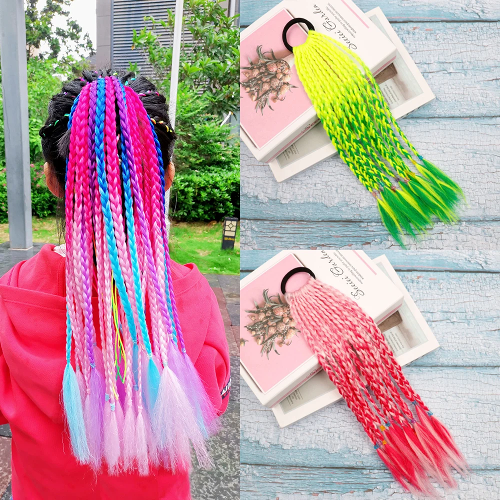 

Girls Colorful Braids Ponytail Hair Ornament Headbands Rope Rubber Bands Beauty Hair Bands Headwear Braid Kids Gift Hair Accesso