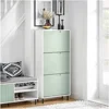 Green Shoe Cabinet with 3 Flip-Drawers，Freestanding Shoe Rack，Storage，Shoe Organiazer for Entrance Hall 3