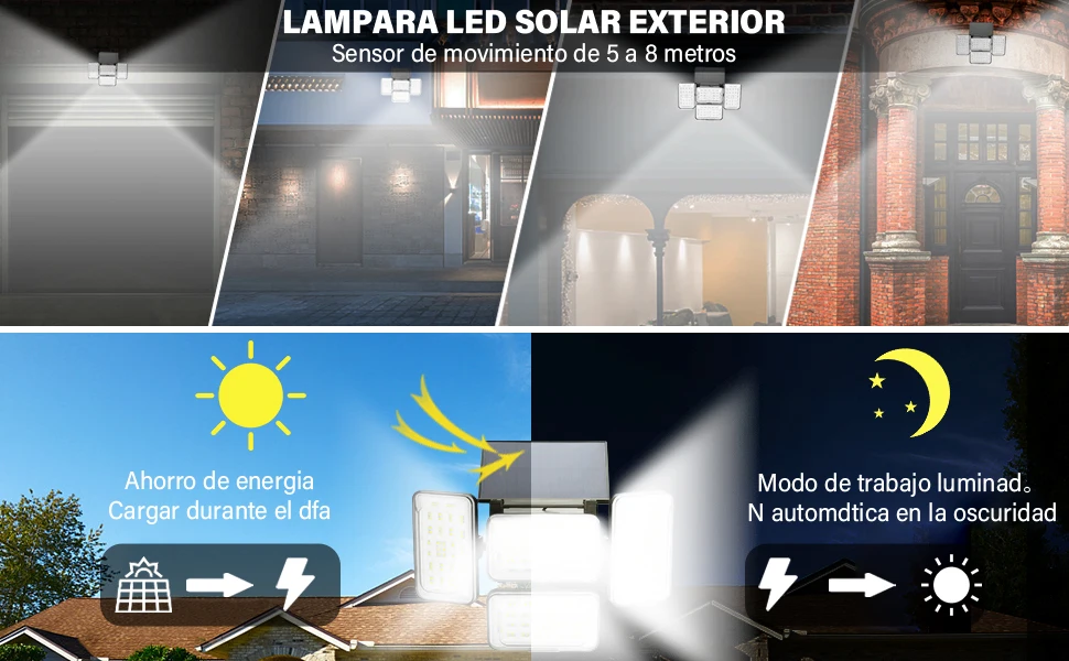 Description Picture 4 of item4Heads Bright 242 LED Outdoor Solar Powered Motion Sensor Lamps For Garden Adjustable Interaction Wall Light With Remote Control