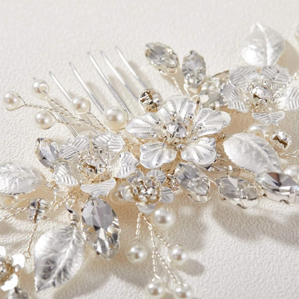 Handmade Silver Bridal Hair Comb Clip for Wedding Hair Accessories for Brides Wedding Pieces Brides Women
