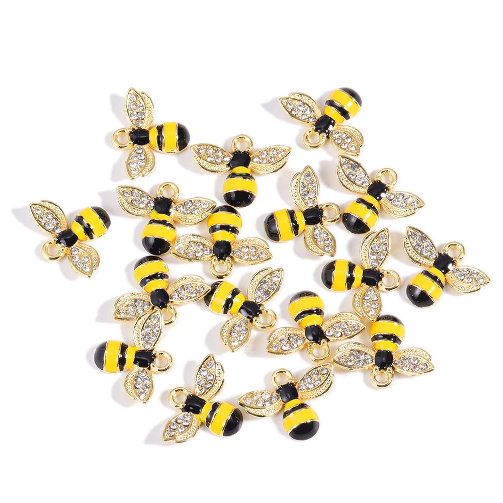 

10Pcs Golden Enamel Bee Honey Honeycomb Charm for Jewelry Making Supplies Craft Earring Pendant Bracelet Necklace Accessories