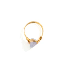  IngeSight.Z Charm Colorful Irregular Natural Stone Rings for Women Vintage Gold Color Copper Wire Ring Y2K Party Wedding Jewelry 