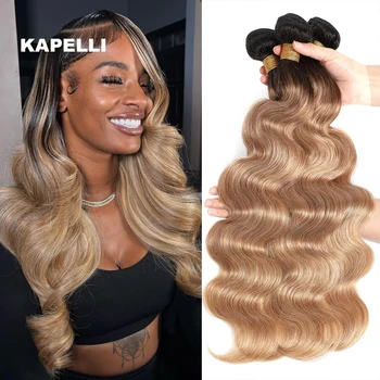 Extensions di Capelli Umani Brasiliani 100% Remy, Biondo Miele, Ondulati, in Confezioni da 1, 3 o 4 Pezzi - Offerta Speciale