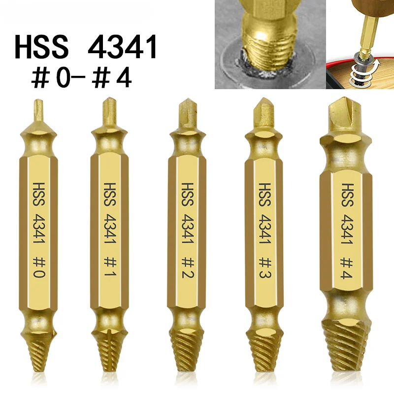 

5pcs Stripped Broken Screw Bolt Remover Extractor Easily Take Out Demolition Tools Damaged Screw Extractor Drill Bit Set