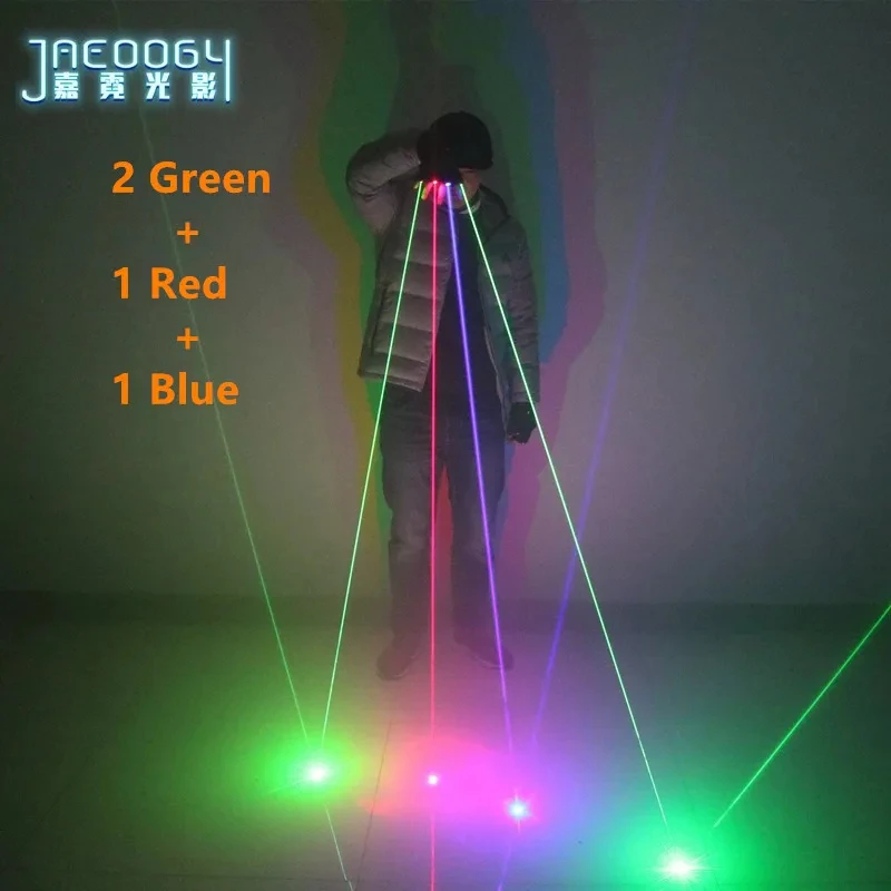Stage DJ Party Dancing Laser Gloves 2 in 1 Multi-line RGB 2 Green 1 Red 1 Blue LED Luminous Costumes Show
