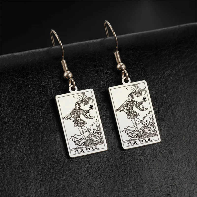 Vintage Tarotkarten Edelstahl Tropfenohrring für Frauen Sonne Mond Stern Liebhaber Wahrsagerei Tarot Schmuck Valentinstag Geschenk – Detail 9