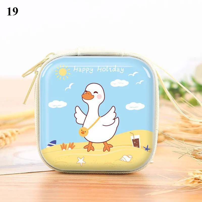 

Cartoon Mini Coin Wallet Purse Personalized Round / Square Money Bags Kids Headphone Storage Box Portable Women Small Pocket