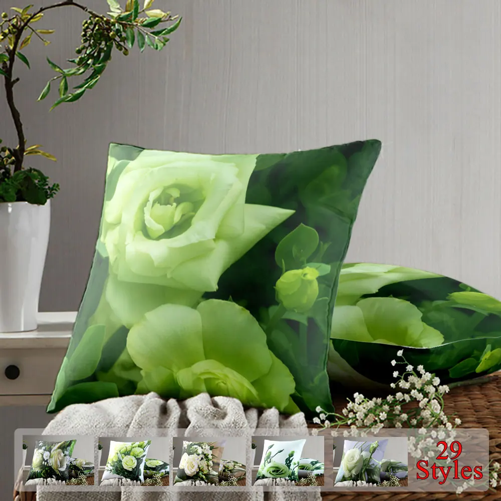 

Geen Pillow Case 40x40cm Home Decor Rose Pillowcase 50x50 Flower Cushion Cover 45x45cm for Living Room Sofa Double Sided Print