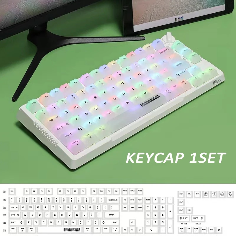 MAIMOOO 밀키 화이트 키캡 반투명 매트 PC 122키 체리 기계식 키보드용 러시아어 한글 한국어 키캡