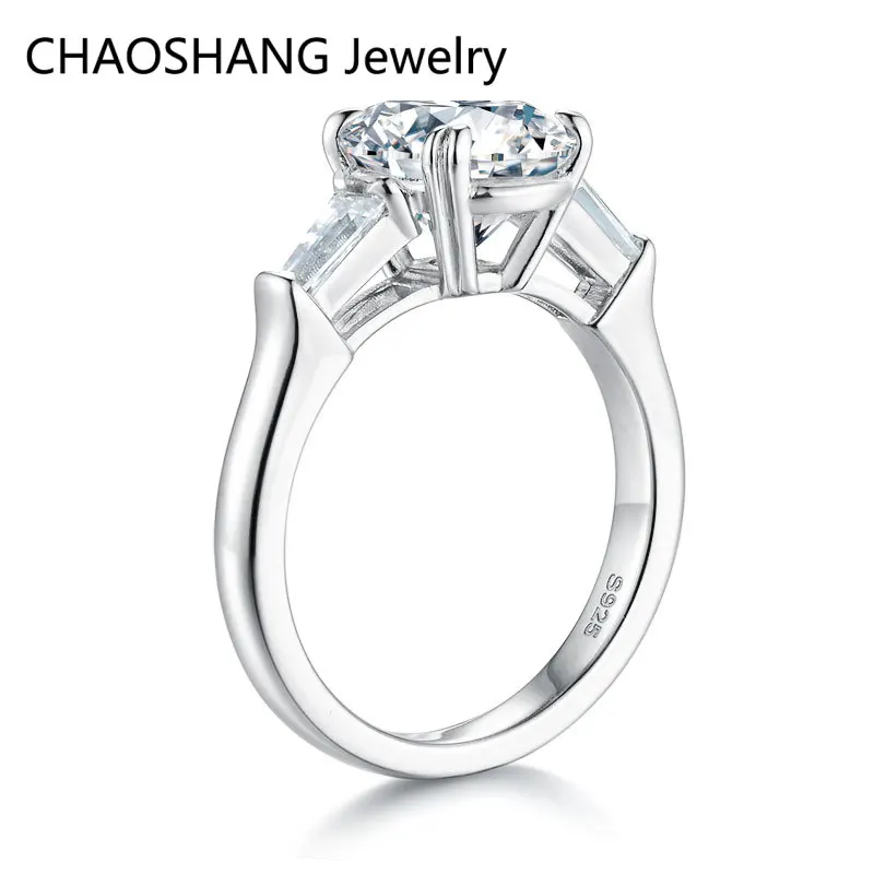 Luxury 3 Carat Oval Cut Moissanite Engagement Rings For Women Solid 925 Sterling Silver