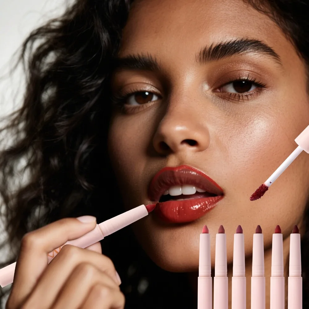 Matte Double Ended Lip Liner And Lipstick Long Lasting Natural Nude_voghion.com
