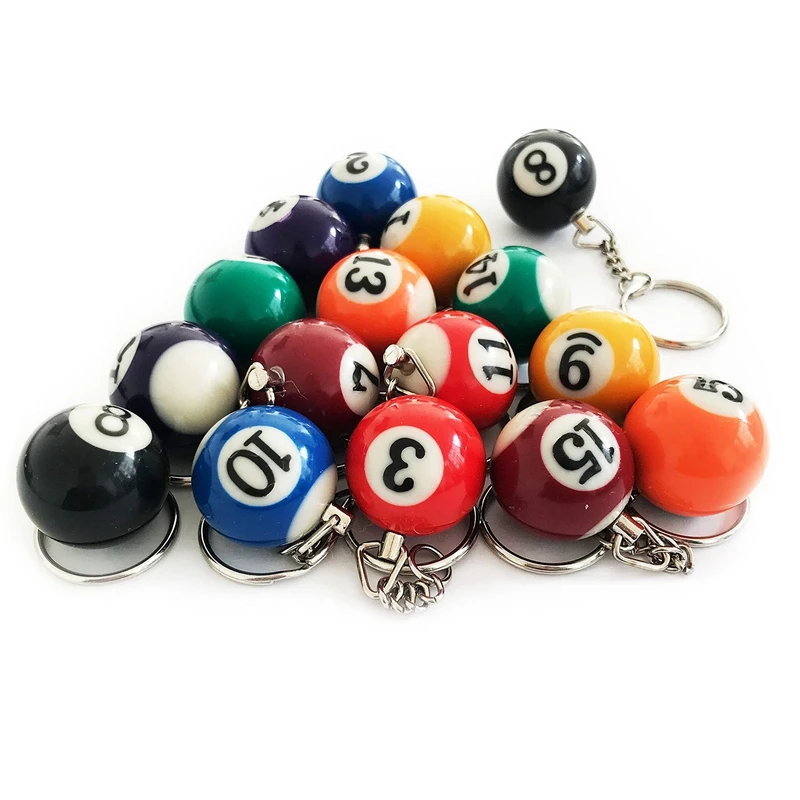 

NEW-Colorful Billiard Ball Keychain Set 48 Pcs,Mini Magic Key Chain Balls Eightball Billar Billiards Chains Accessories