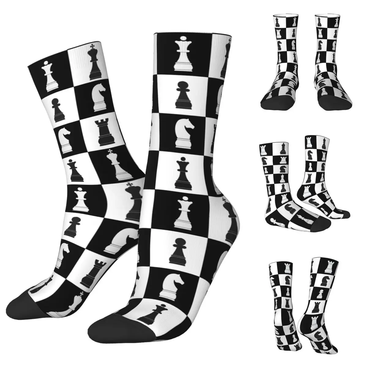 Black And White Chess Stuff 1 Men Women Socks,Leisure Beautiful printing Suitable for all seasons Dressing Gifts