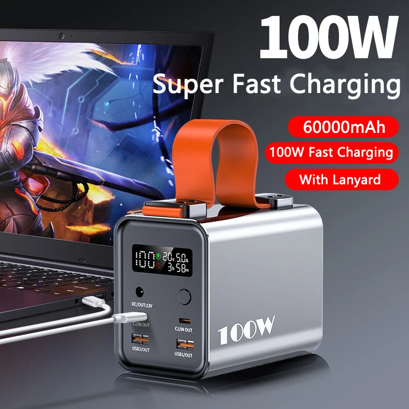 Batterie Externe 60000mAh Ultra Capacité – Chargeur Portable Universel Doré