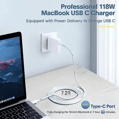 Mac Book Pro Charger - 120W USB C Fast Charger Power Adapter Compatible  with USB C Port MacBook Pro & MacBook Air 13, 14, 15, 16 inch, New ipad Pro