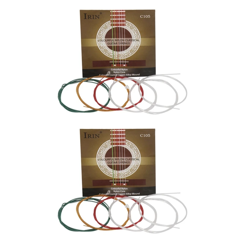 2X IRIN C105 Rainbow Guitar Strings Nylon Core Colorful Coated Copper