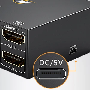 KVM Switch, 2 Computadores, 2 Monitores, 4 Portas USB 3.0 com Simu