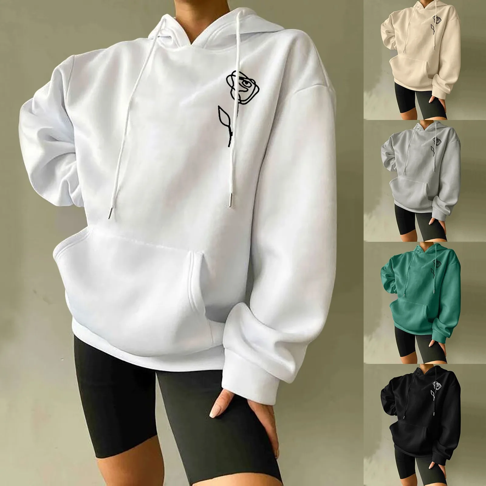 

Женская толстовка на молнии спереди, модная повседневная женская теплая толстовка с длинным рукавом и круглым вырезом, мягкая рубашка с принтом, Женский пуловер с Кулиской