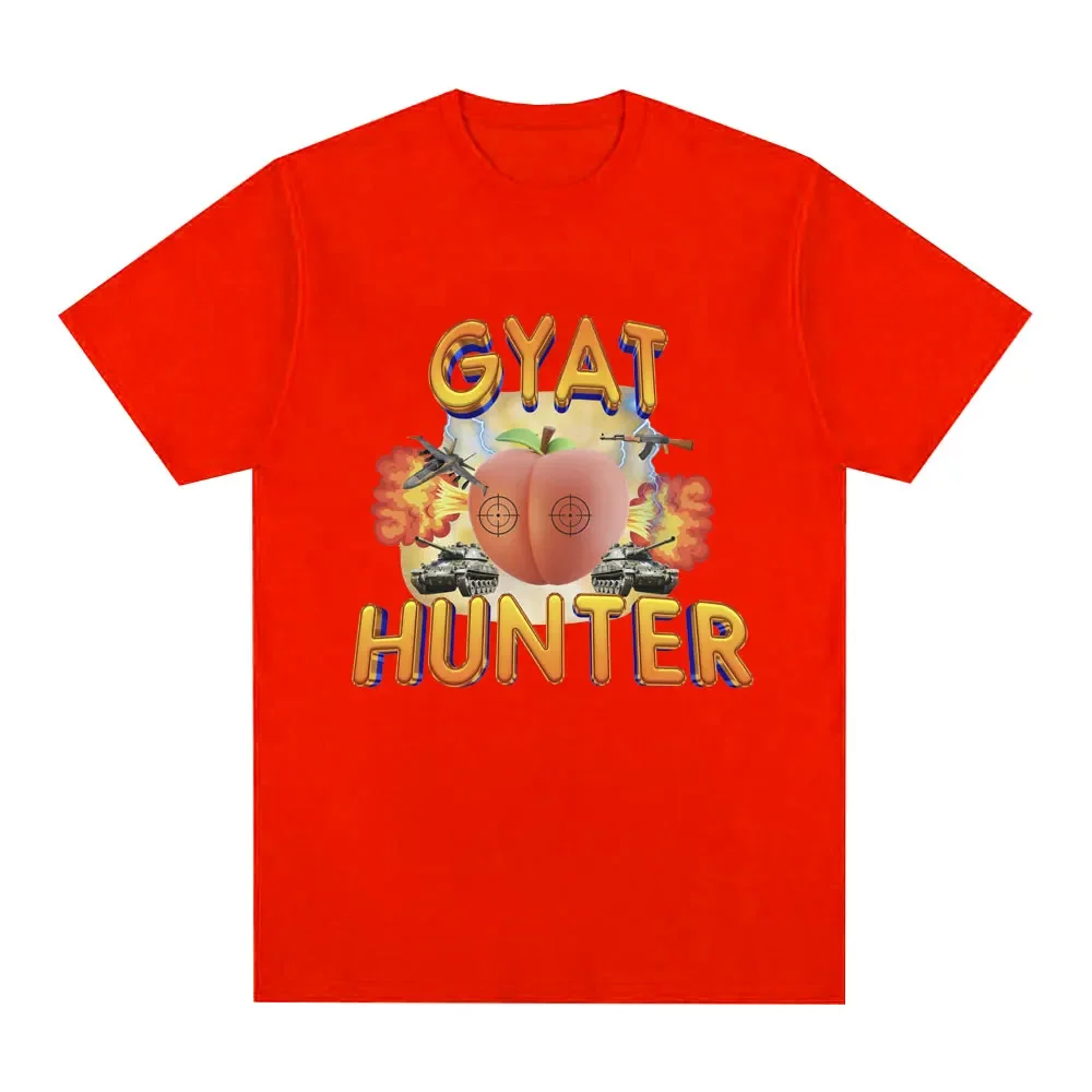 Gyat Hunter Funny Meme T-shirt Women's Fashion Retro Short sleeved T-shirt Casual Loose Large T-shirt Street Clothing 4