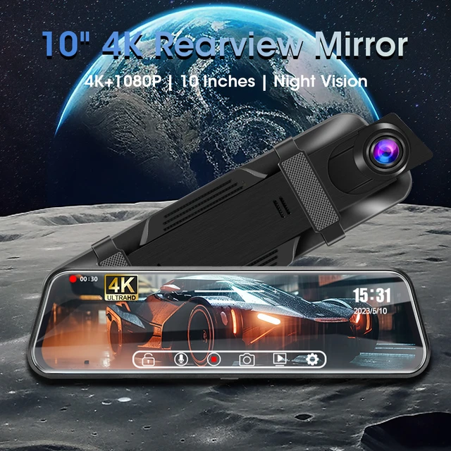 Caméra de rétroviseur pour voiture, écran tactile, enregistreur vidéo,  rétroviseur, caméra de tableau de bord, avant et arrière, boîte noire DVR -  AliExpress