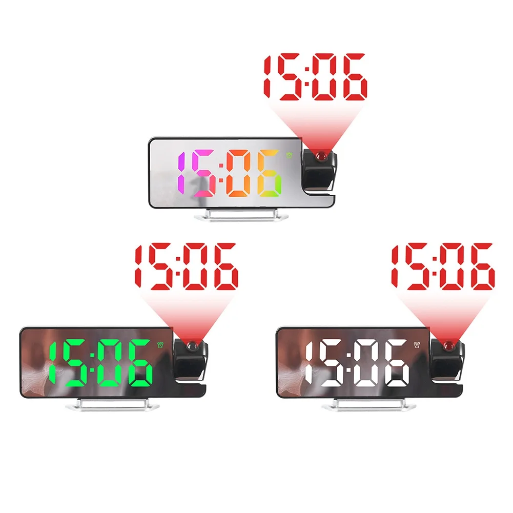 

LED Projection Alarm Clock Display Temperature Sensing Electronic Clock 19.3*4*8.5cm Plastic Home Office Bedside Clock