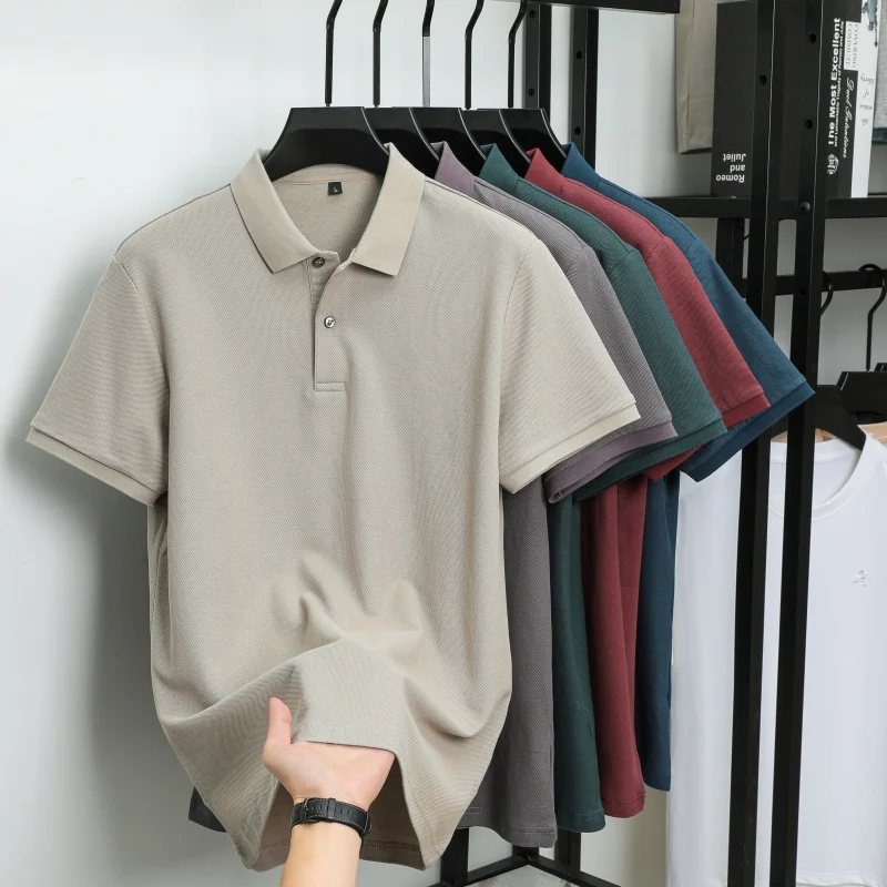 100% pure cotton luxury brand men's short sleeved polo shirt summer fashion stripe classic golf top casual silk business T-shirt 137 S5bc69e2d662749cdb95421055f96f255l