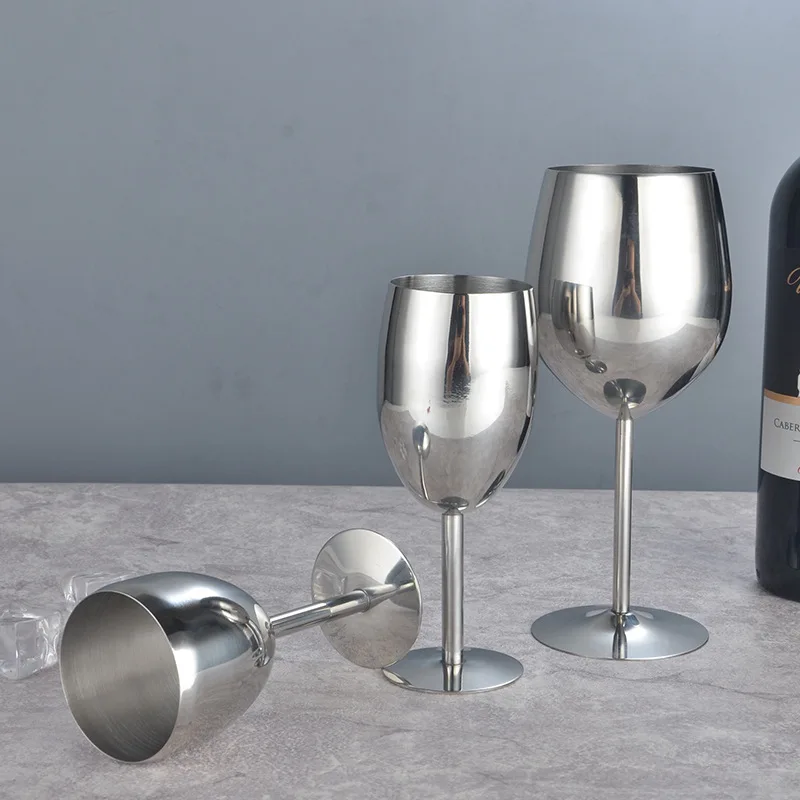 Wine Glasses Drinking Vessels Stainless Steel Wine Glass Goblet Drinking Cup Champagne Glass Party Home Bar Supply