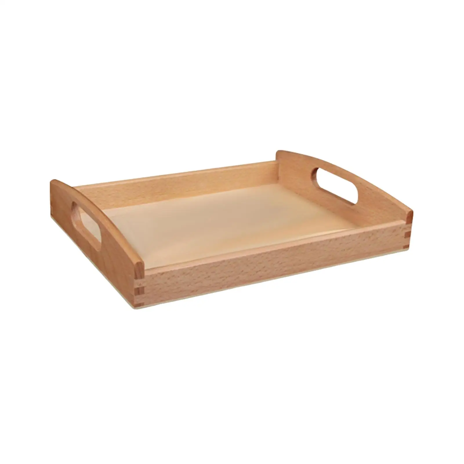 Wooden Montessori Tray with Handle Unfinished Education Toys Teaching Aids  Wooden Trays Handles Tray Toys for Kids 6