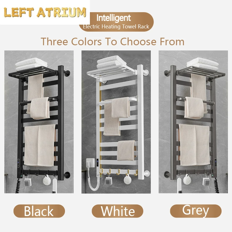 ราวแขวนผ้าเช็ดตัวไฟฟ้าอัจฉริยะ สีเทา เครื่องทำความร้อนสำหรับห้องน้ำ อบผ้าเช็ดตัว อุ่นผ้าเช็ดตัว ไม่ต้องเจาะผนัง 110v 1