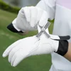 1 Pair Women Lambskin Leather Golf Gloves with Mark Ladies Breathable Open Finger Mittens Right and Left Hand Sport Gloves 5