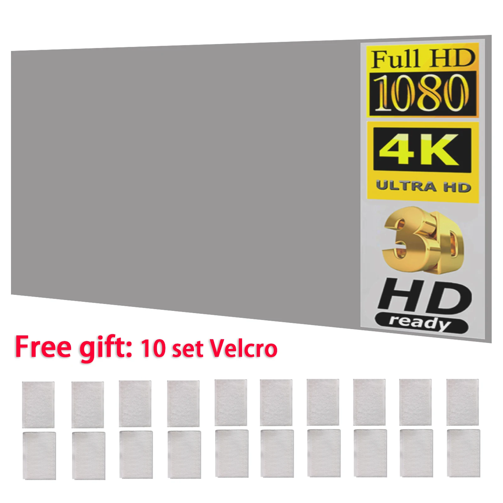 Projector Screen 133 Inch 118" * 63" Portable High Bright Reflective Fabric Anti Light 4K for Home Outdoor Office