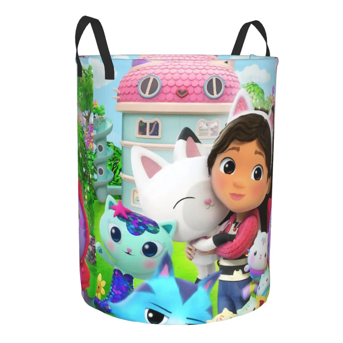 Gabbys Dollhouse Gabby Cats Laundry Basket Collapsible Mermaid Clothes Hamper Nursery Kids Toys Storage Bin