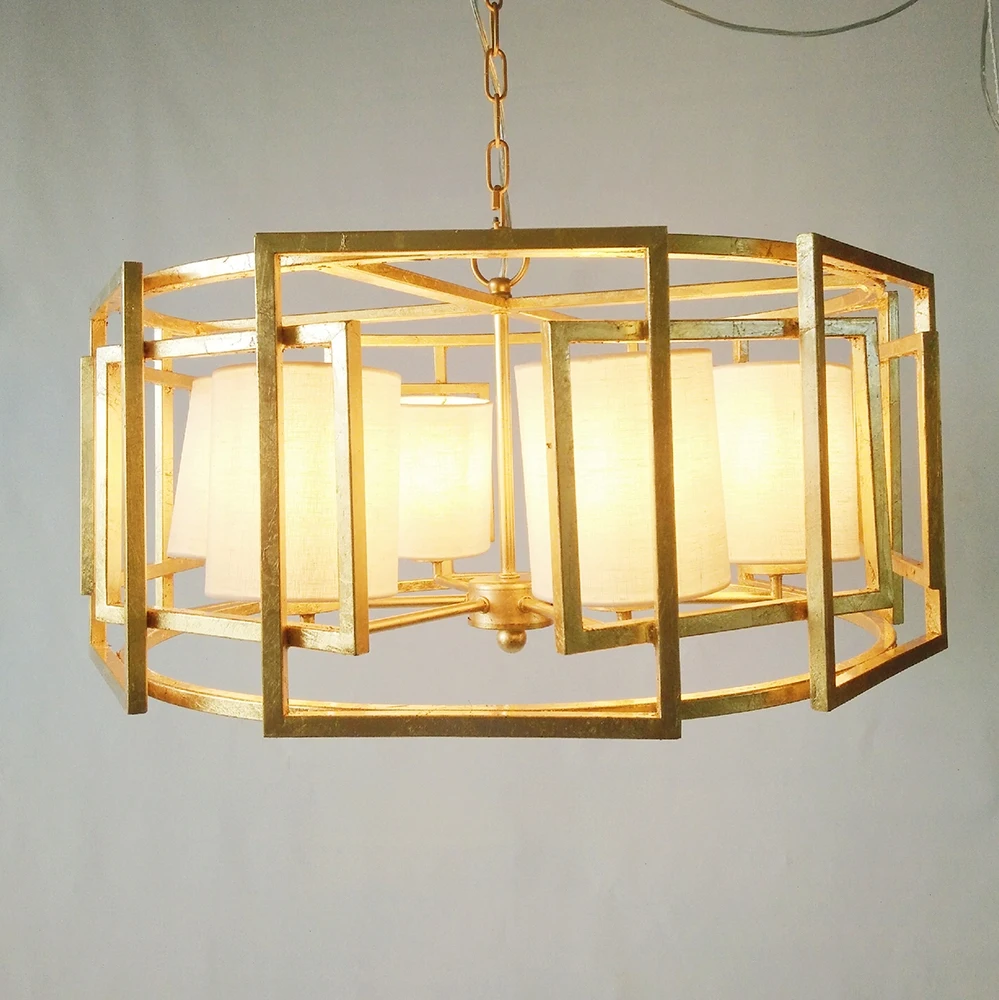 

Роскошная индивидуальная лампа в китайском стиле для столовой, современная люстра из золотой фольги для спальни, гостиной