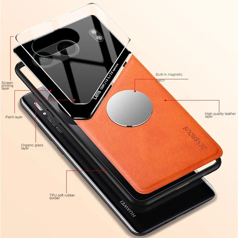 Leather Texture Phone Case with Car Magnetic Holder