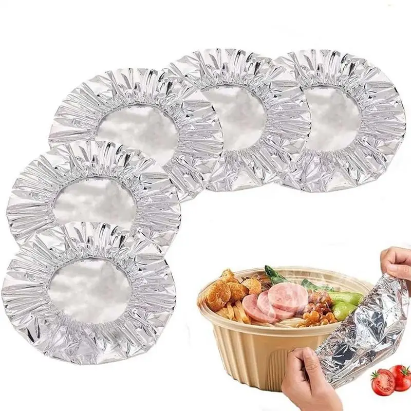 Aluminum Foil Food Covers 50 Pieces Round Insulation Food Grade Aluminum Foil Tray Lids Canning Products Cookware Accessory For