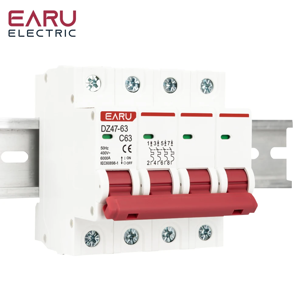 DZ47 1-4 Pole 3A 6A 10A 16A 20A 32A 40A 50A 63A 400V C Type Mini Circuit Breaker