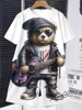 Anime Trend Bear Print Short Sleeve T-shirt Shorts 2 Summer Men's Fashion Street Short Sleeve Suit Heat Insulation Anti-wrinkle 4