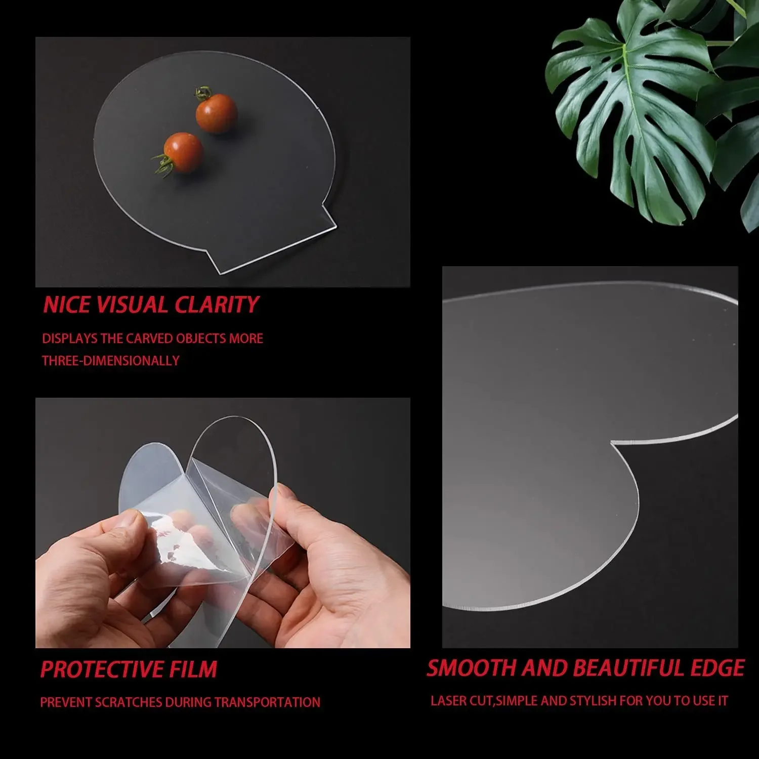 4pcs Acrylic Sheet Clear Cast Round Panel Thick (2mm) for LED Light Base Signs DIY Display Projects Craft 150x125mm