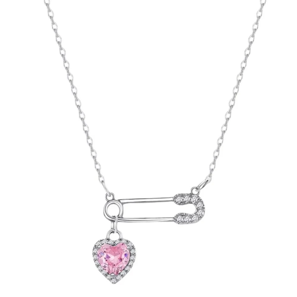 New Love Pendant Pin Necklace Safety Needle Clip Necklace Zircon Hollow Choker Women 13 S5bc7200c858541aea2f16feaa9f7b16bM
