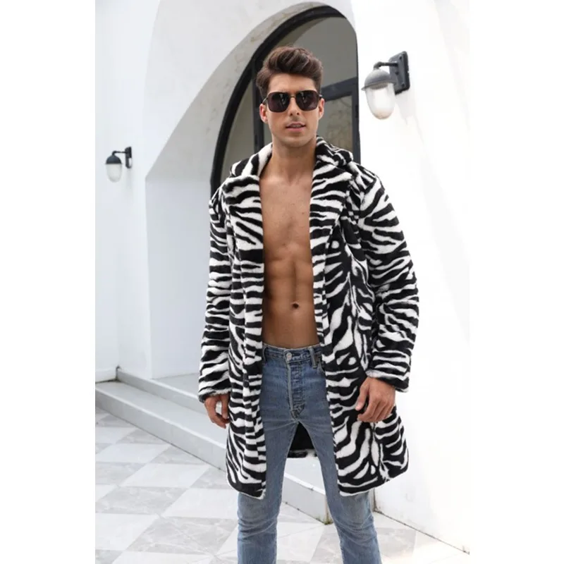 Fur Coat Warm Coat European and American Men's Faux Fur Coat Men's Long Coat New Men's Coat