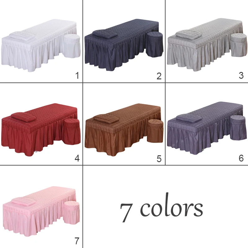Beauty Salon Bed Sheet Salon Thick Quilting Mattress Brief Beauty Bed Skirt Bedspread With Face Hole Body Massage SPA Bed Cover 6