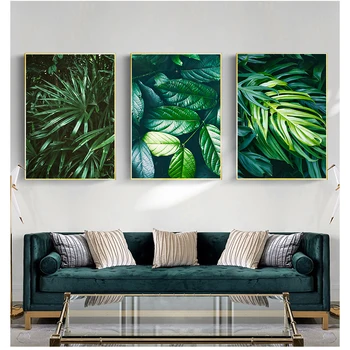 Quadri su tela da parete, poster e stampe nordiche, immagini per soggiorno, decorazioni per la casa, natura, foglie di palma tropicali, Monstera