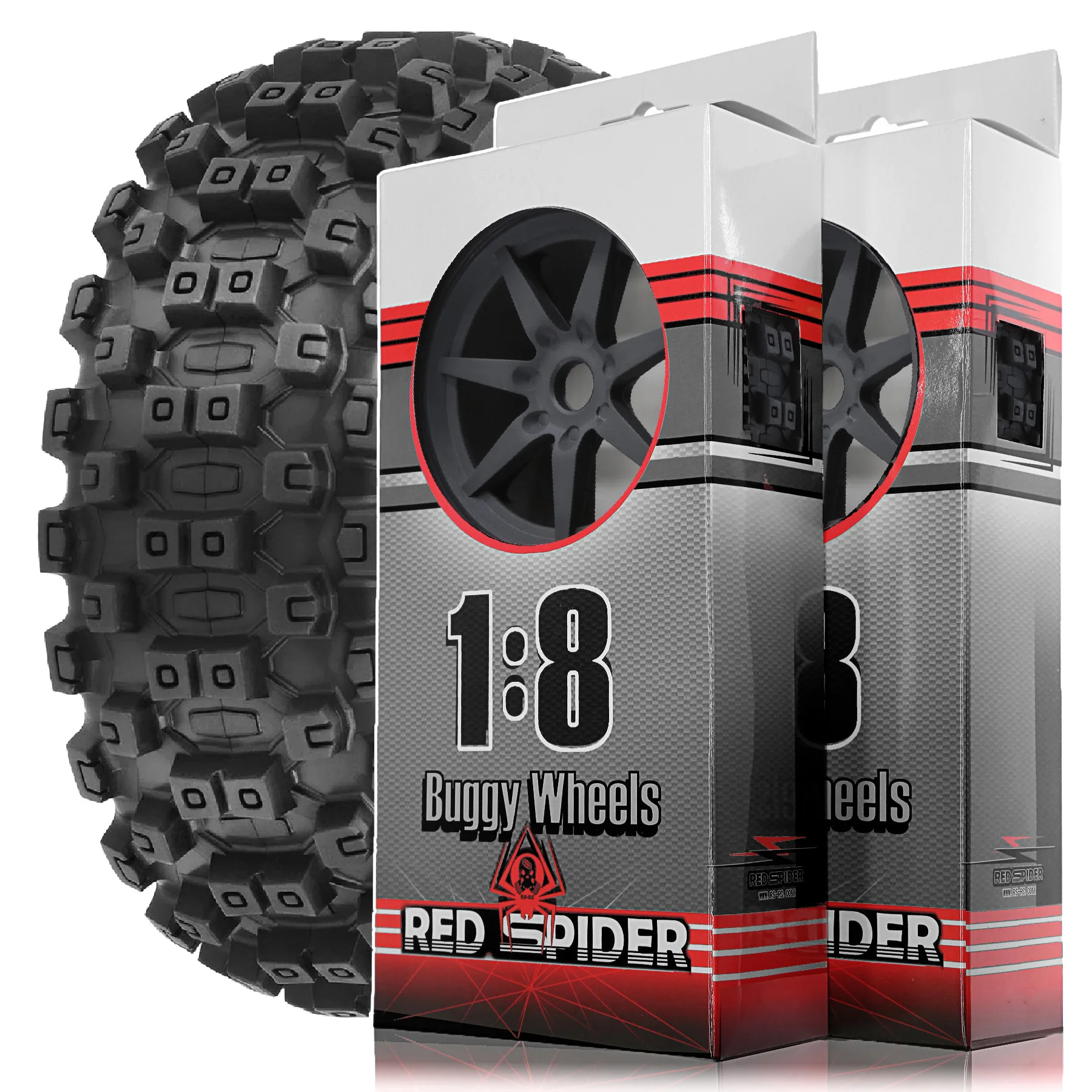 Vue de dessous du Buggy RC Crawler 4WD montrant la suspension et les pneus crantés, voiture radiocommandée tout terrain