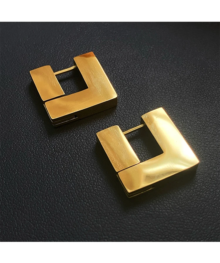Timeless Wonder Titanium Square Geo Hoop Earrings For Women Jewelry Designer Ins Trendy Hiphop Unique Runway Neat Punk Rare 1446