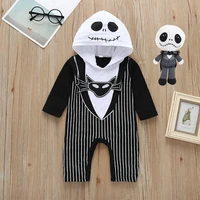 For 0-24M Baby Boy Halloween Cosplay Jack Nightmare Before Xmas Romper Christmas Cotton Striped Hooded Jumpsuit Clothes