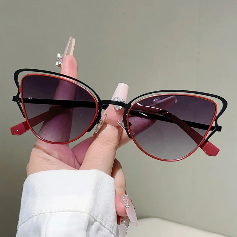 Vintage-Brille mit ausgehöhltem Rahmen, Anti-Blaulicht-Brille für Damen, neue Mode, Patchwork-Cat-Eye-Brille, Rahmen, Sonnenbrille – Detail 26