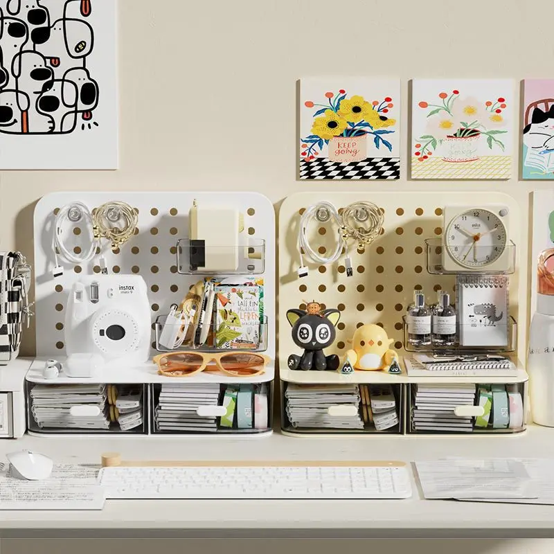 Kpop Photocard Display Shelf Multifunctional Desktop Perforated Board Storage Box Office School Large Capacity Storage Rack