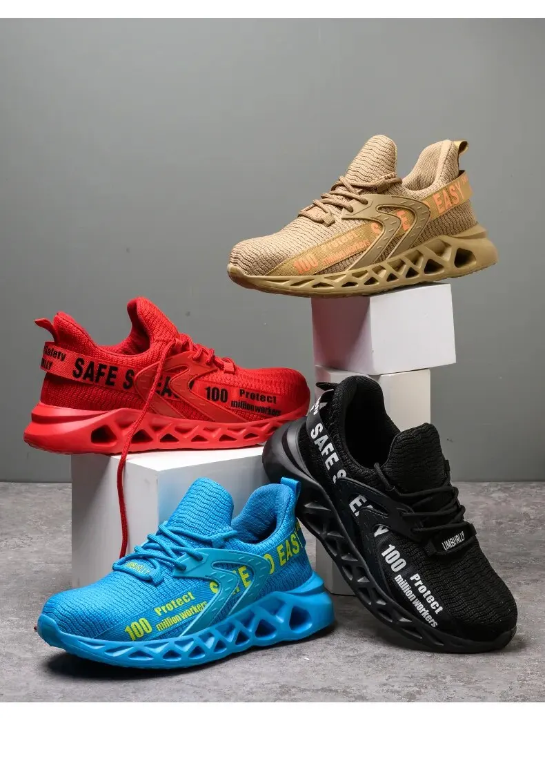 Plus Size Men Safety Boots With Steel Toe Cap Anti-smash Work Sneakers Safety Shoes Indestructible Men Work Boots Hiking Shoes