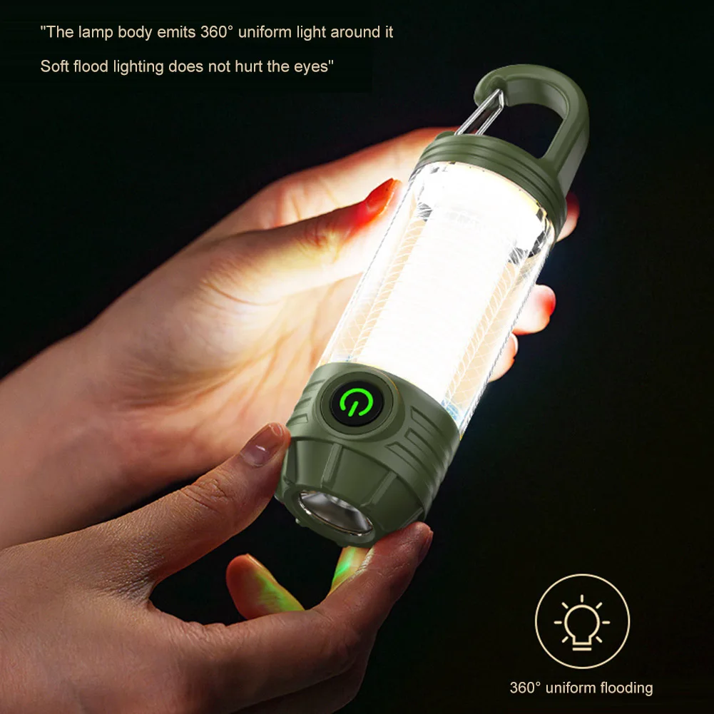 LED Camping Lantern with 5 Brightness Emergency Light Rechargeable Camping Light Flashlight for Blackout Hiking
