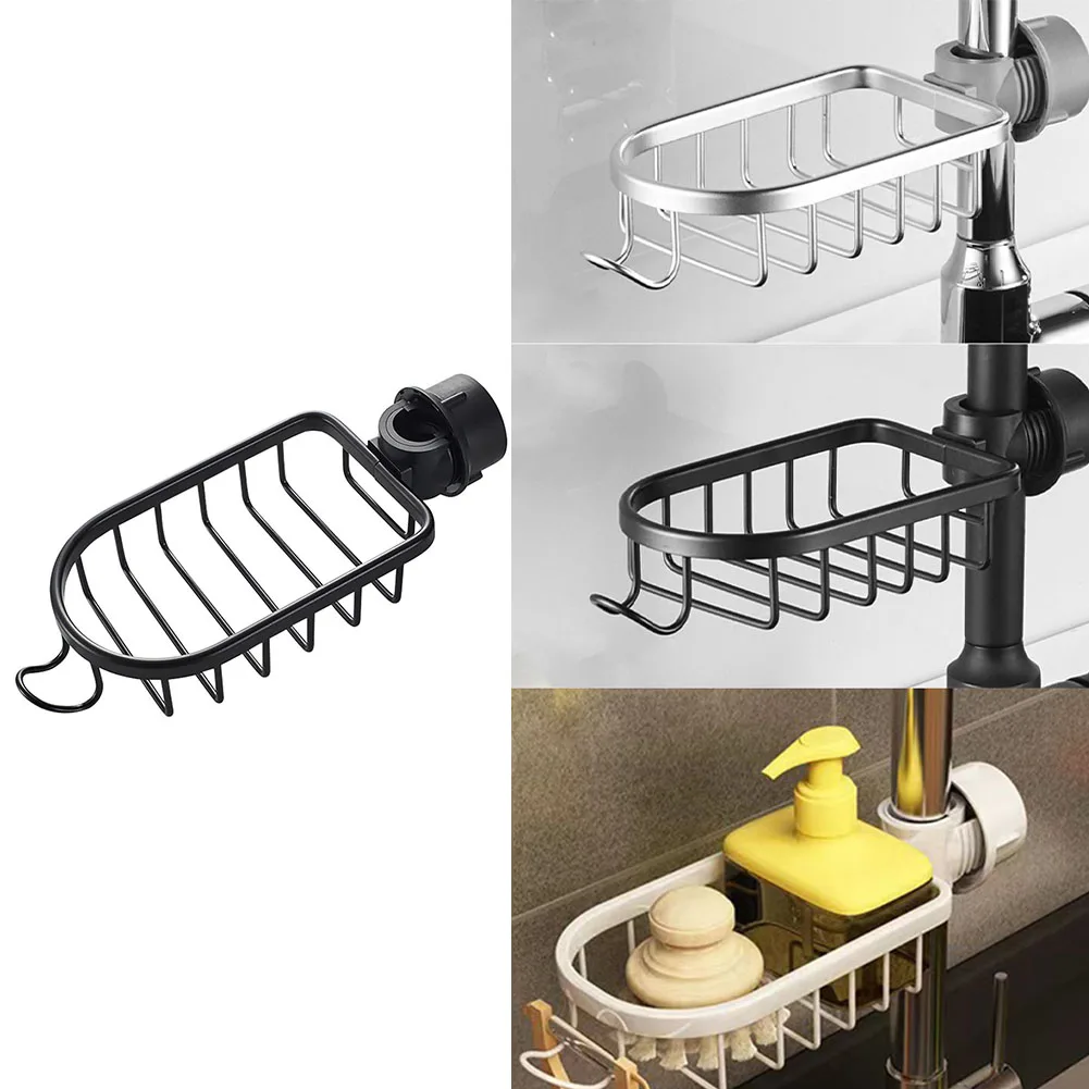 Drain Hanger Kitchen Faucet Rack Adjustment Anti-corrosion Bathroom Storage Organizer Hollow Design Metal For 2-3cm Faucets 6